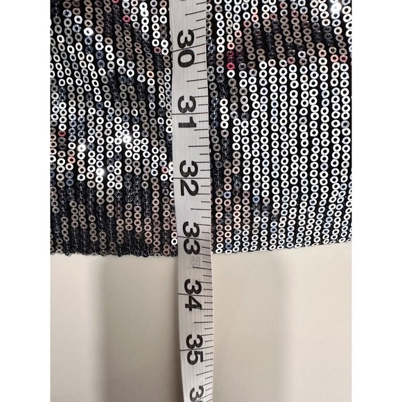 White House Black Market Blue Dress Size L Silver Sequins Party NYE Mini Dress‎ - Picture 9 of 11